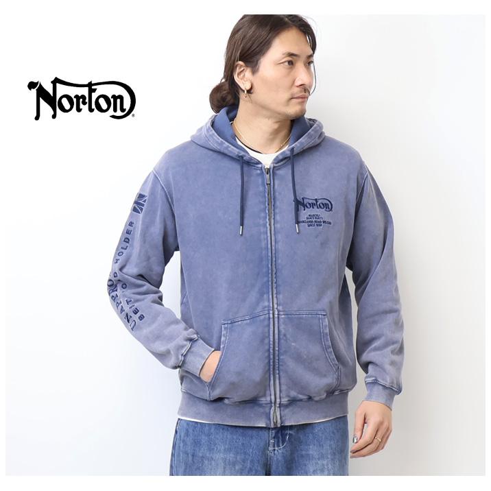 ノートン（NORTON） ヴィンテージ加工 刺繍 スウェットジップパーカー 