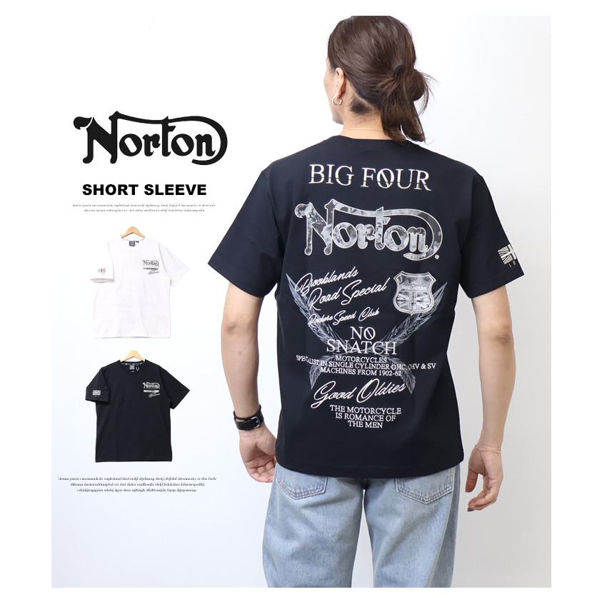 ノートン（NORTON） ワントーンボタニカル叩きつけ Tシャツ メンズ