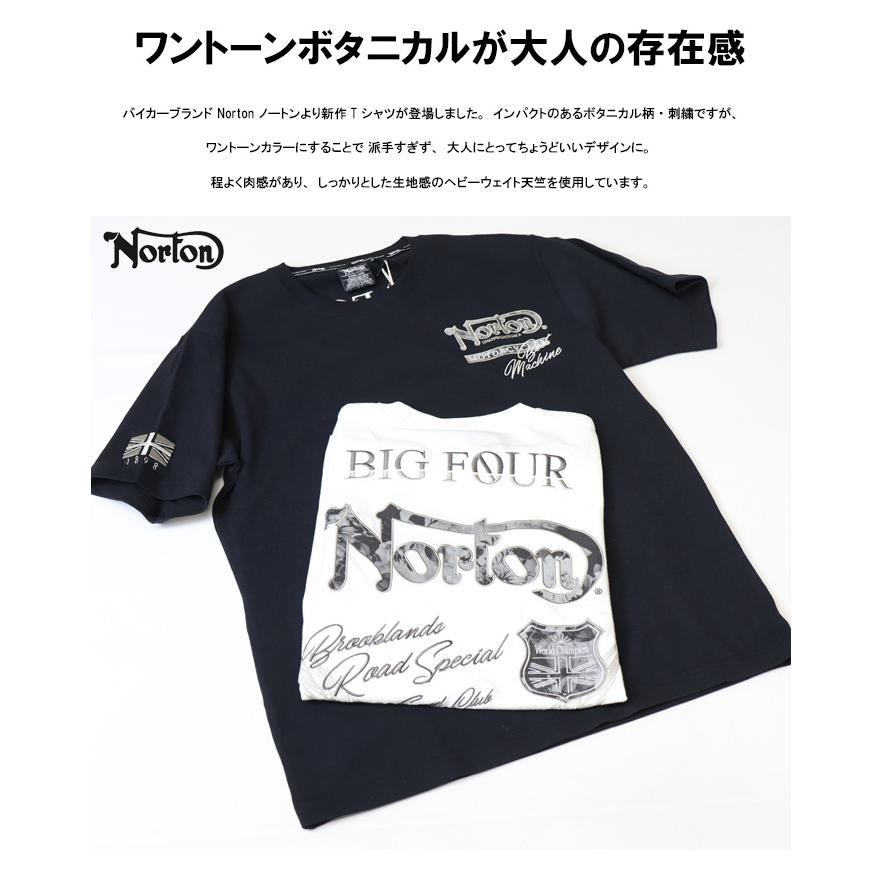 ノートン（NORTON） ワントーンボタニカル叩きつけ Tシャツ メンズ