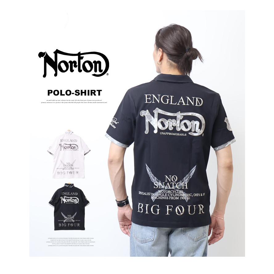 ノートン（NORTON） ワントーンボタニカル叩きつけ 半袖ポロシャツ