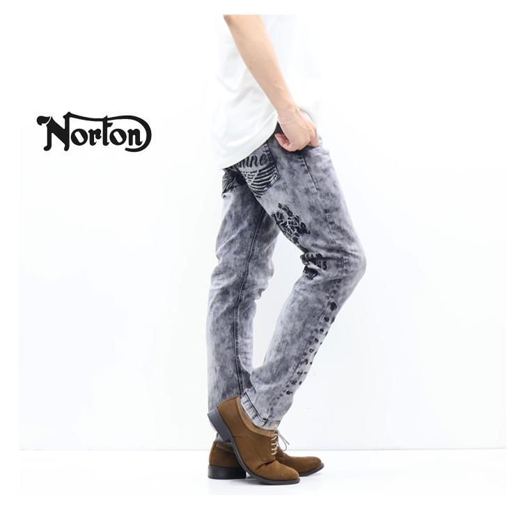 ノートン（NORTON） ストレッチ ケミカル 刺繍MAX デニムパンツ