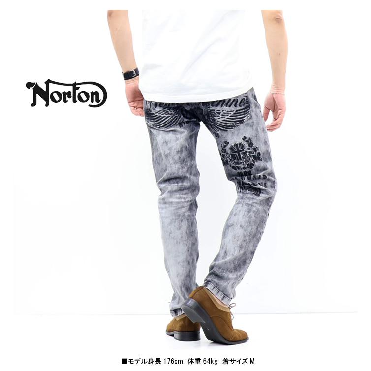 ノートン（NORTON） ストレッチ ケミカル 刺繍MAX デニムパンツ
