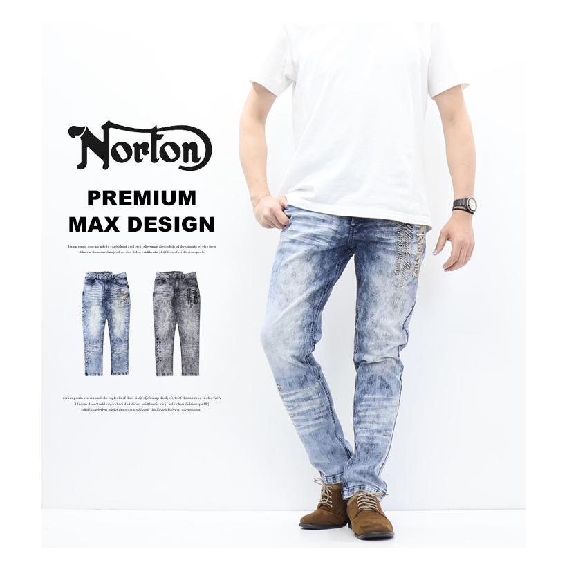 ノートン（NORTON） ストレッチ ケミカル 刺繍MAX デニムパンツ