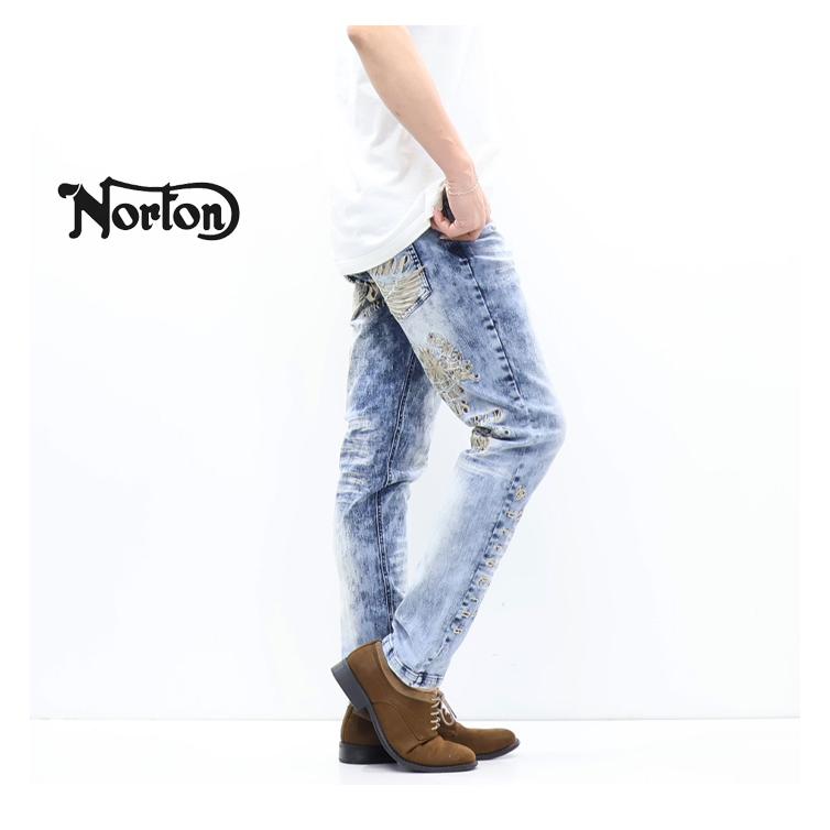 ノートン（NORTON） ストレッチ ケミカル 刺繍MAX デニムパンツ