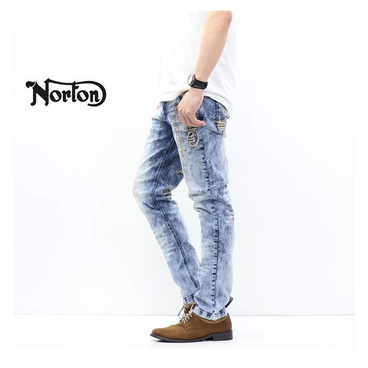 ノートン（NORTON） ストレッチ ケミカル 刺繍MAX デニムパンツ