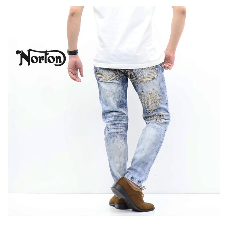 ノートン（NORTON） ストレッチ ケミカル 刺繍MAX デニムパンツ