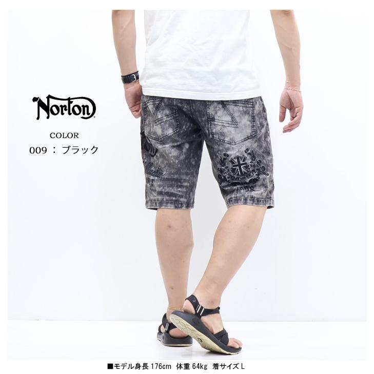 ノートン（NORTON） ストレッチケミカルデニム MAX刺繍 ショートパンツ