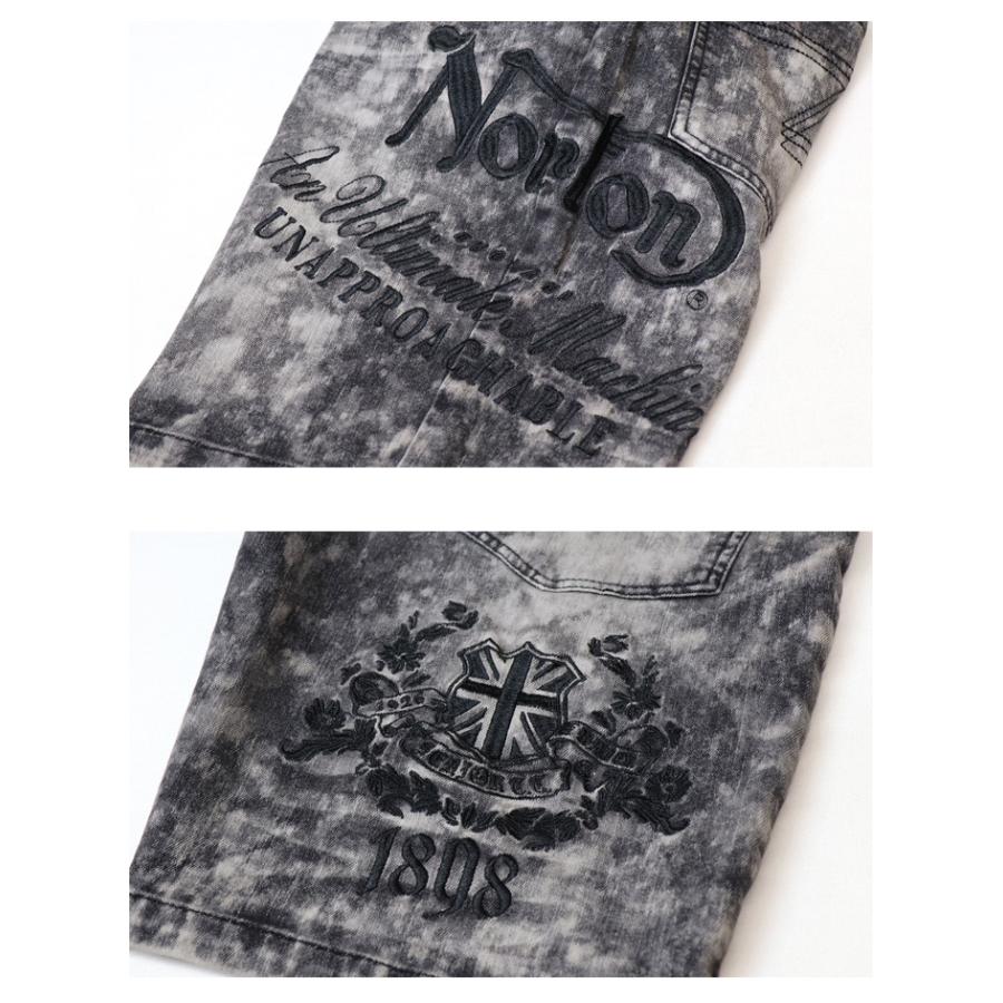 ノートン（NORTON） ストレッチケミカルデニム MAX刺繍 ショートパンツ