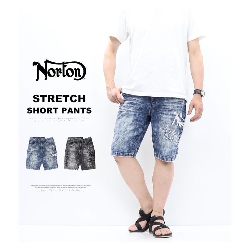 ノートン（NORTON） ストレッチケミカルデニム MAX刺繍 ショートパンツ