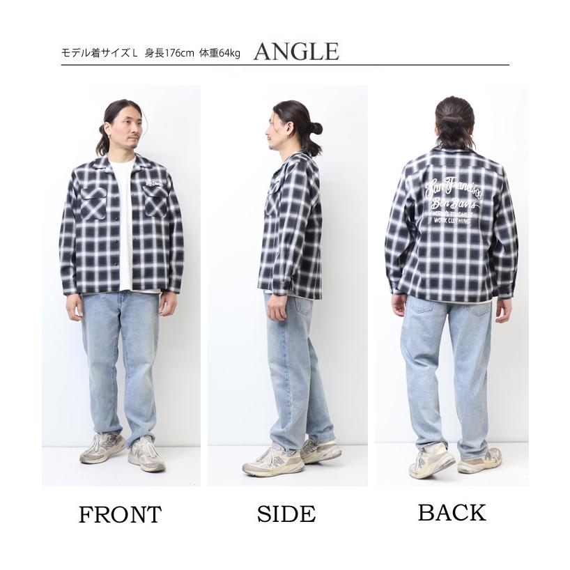 BEN DAVIS（ベンデイビス） クラシカルロゴ刺繍 長袖 オンブレチェック 