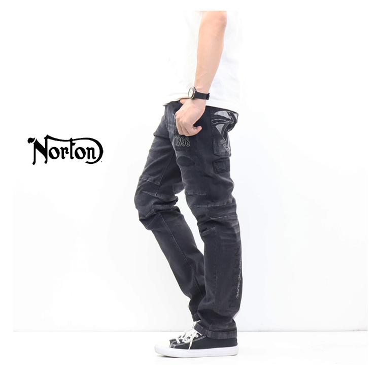 ノートン（NORTON） 跨ぎMAXストレッチデニムパンツ 刺繍 ジーンズ