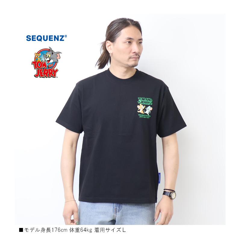 SEQUENZ トムとジェリー バック サガラ刺繍 半袖Tシャツ 半T メンズ