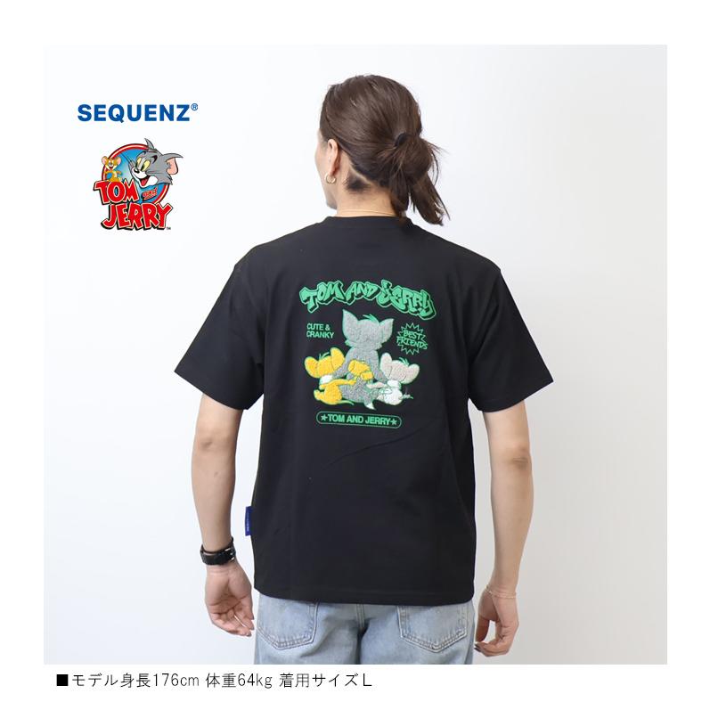 SEQUENZ トムとジェリー バック サガラ刺繍 半袖Tシャツ 半T メンズ