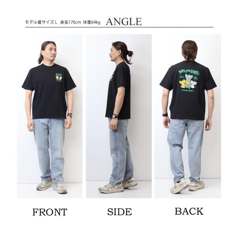 SEQUENZ トムとジェリー バック サガラ刺繍 半袖Tシャツ 半T メンズ