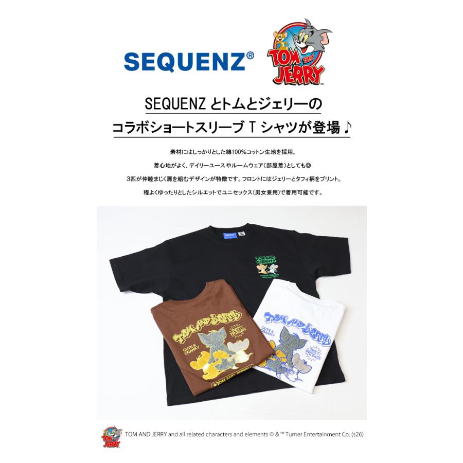 SEQUENZ トムとジェリー バック サガラ刺繍 半袖Tシャツ 半T メンズ
