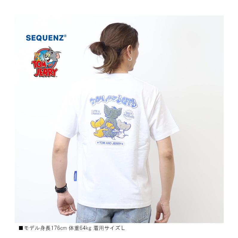SEQUENZ トムとジェリー バック サガラ刺繍 半袖Tシャツ 半T メンズ