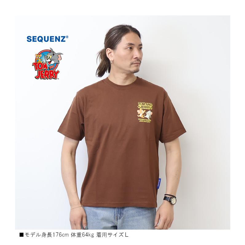 SEQUENZ トムとジェリー バック サガラ刺繍 半袖Tシャツ 半T メンズ