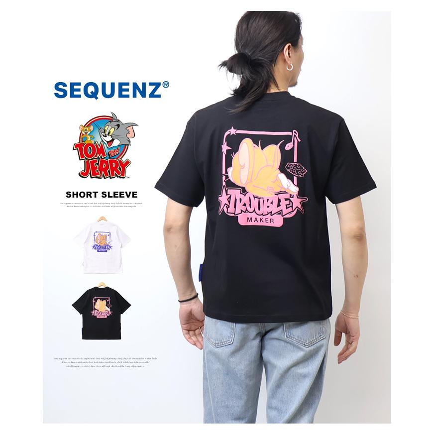 SEQUENZ トムとジェリー バックプリント 半袖Tシャツ 半T メンズ