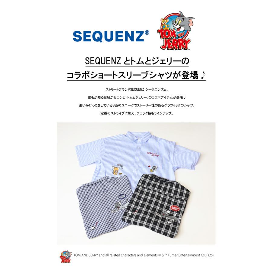 SEQUENZ トムとジェリー 刺繍 半袖シャツ メンズ ビッグシルエット
