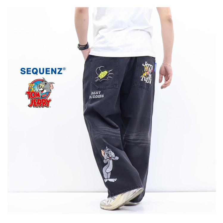 SEQUENZ トムとジェリー ルーズデニムパンツ ジーンズ メンズ 送料無料