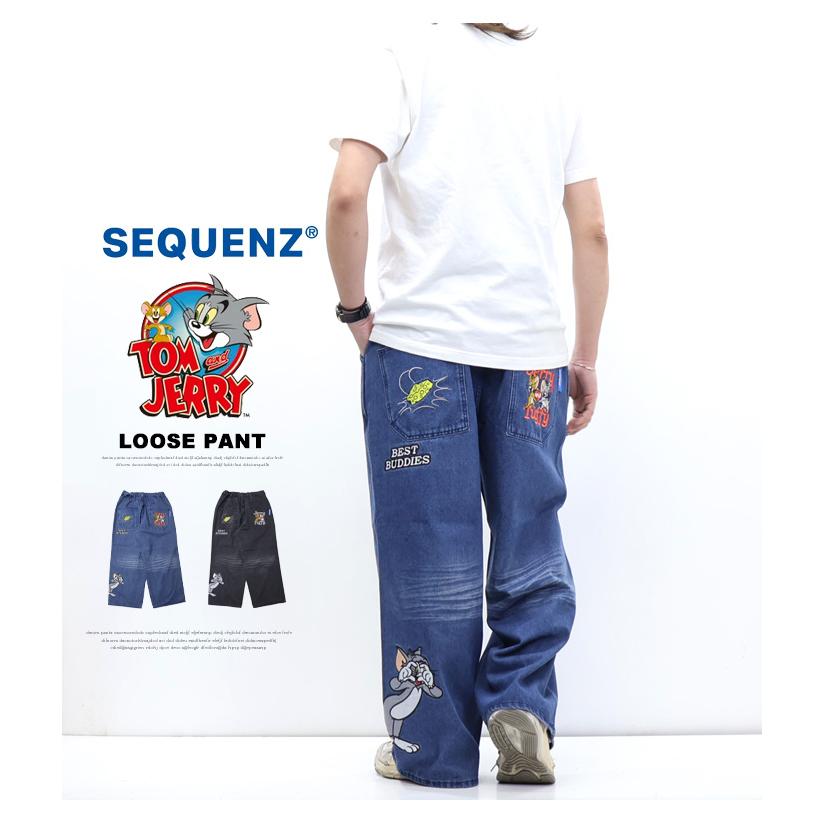 SEQUENZ トムとジェリー ルーズデニムパンツ ジーンズ メンズ 送料無料