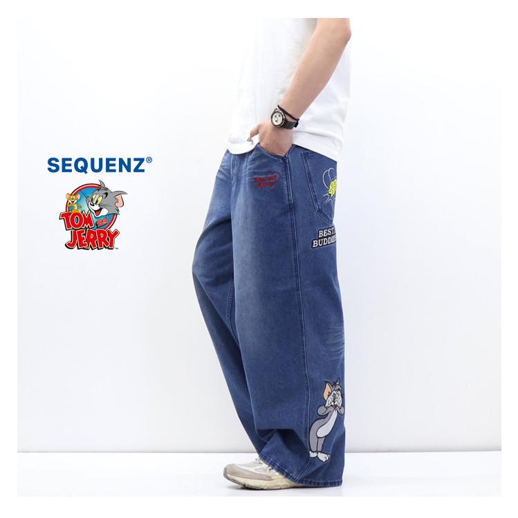 SEQUENZ トムとジェリー ルーズデニムパンツ ジーンズ メンズ 送料無料