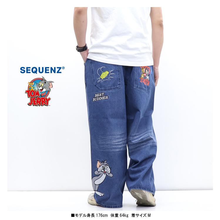 SEQUENZ トムとジェリー ルーズデニムパンツ ジーンズ メンズ 送料無料
