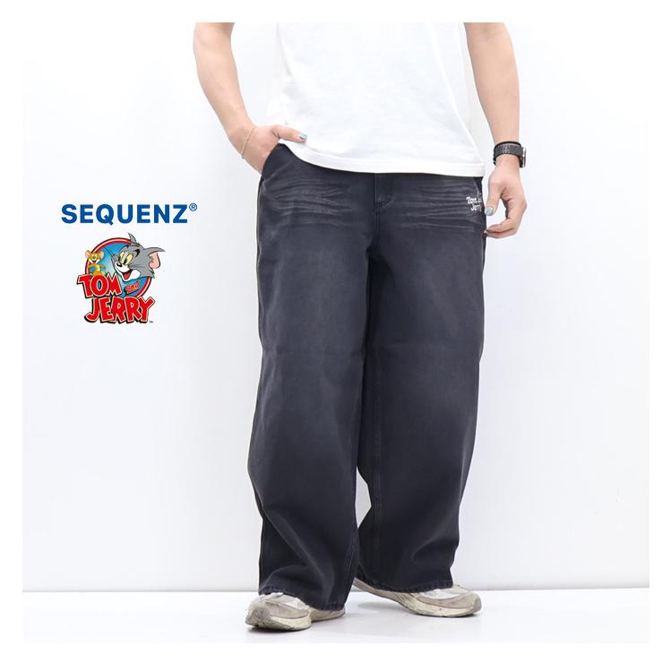 SEQUENZ トムとジェリー ルーズデニムパンツ ジーンズ メンズ 送料無料