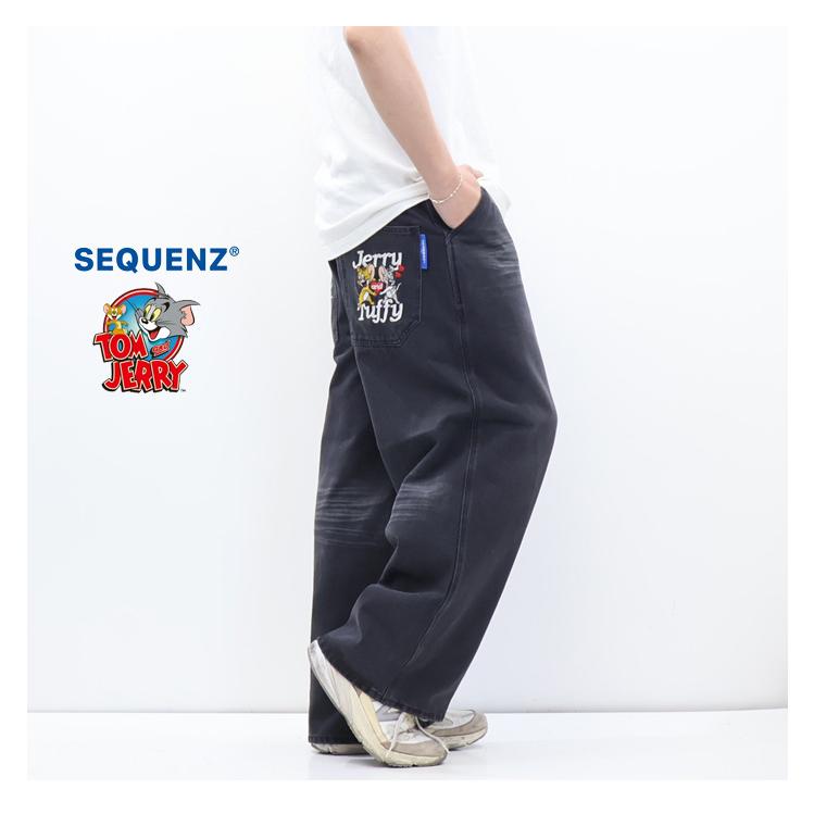 SEQUENZ トムとジェリー ルーズデニムパンツ ジーンズ メンズ 送料無料