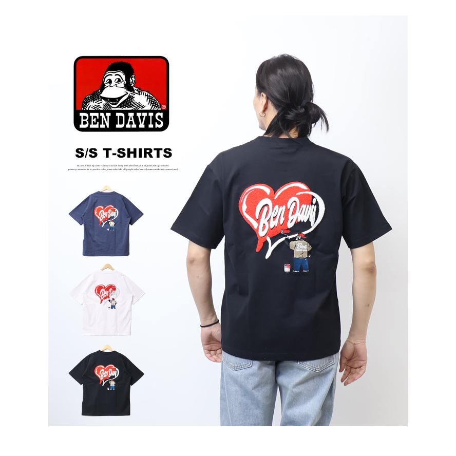 BEN DAVIS（ベンデイビス） 刺繍 半袖Tシャツ HEART CHENILLE ハート