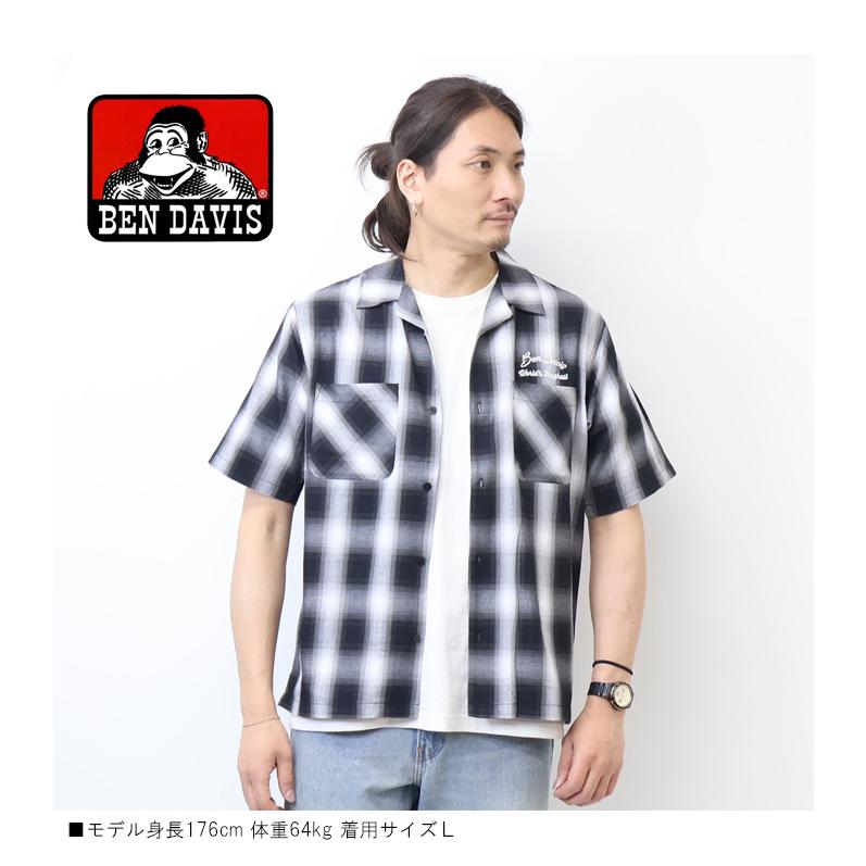 BEN DAVIS（ベンデイビス） CAR刺繍 半袖 オンブレチェックシャツ