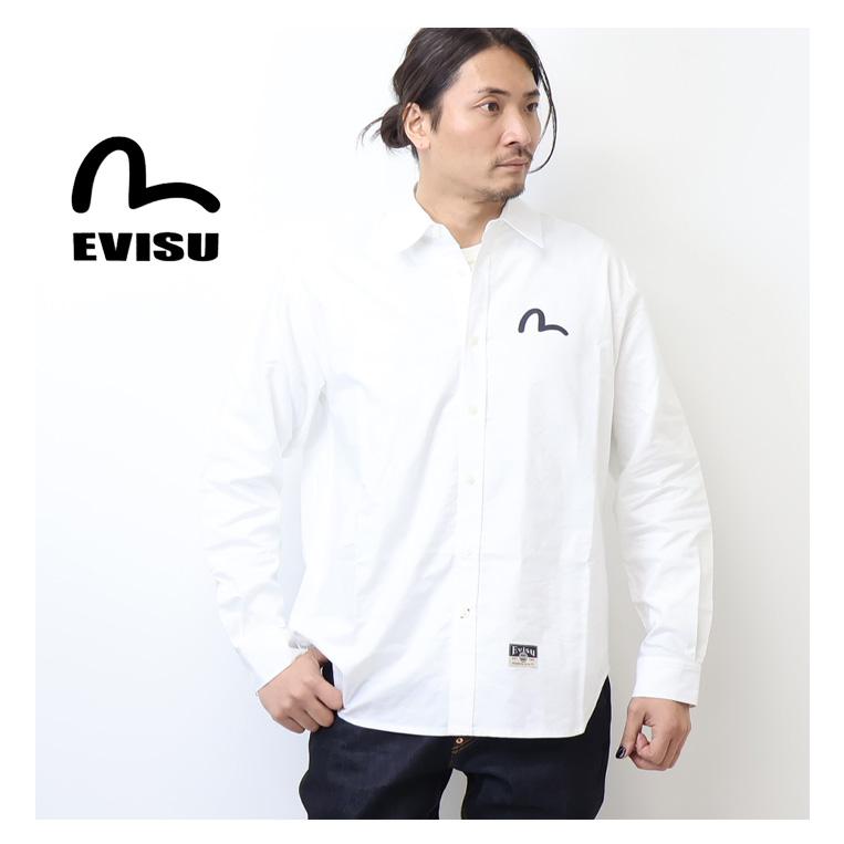 希少　エヴィス　EVISU ドロップビッグカモメ　シャツ　ロンT トップス　白 EVISU（エヴィス） エビス 新品 カモメプリント 長袖オックスフォード
