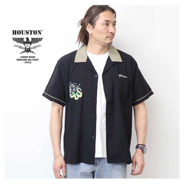 HOUSTON ヒューストン スーベニアシャツ 半袖シャツ SKULL SNAKE オープンカラーシャツ スカル スネーク 刺繍 送料無料 41279 | HOUSTON | 06