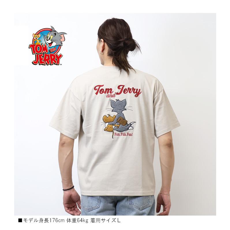 トムとジェリー サガラ刺繍 半袖Tシャツ 半T メンズ トムジェリ 6277