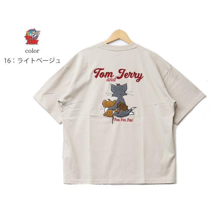トムとジェリー サガラ刺繍 半袖Tシャツ 半T メンズ トムジェリ 6277