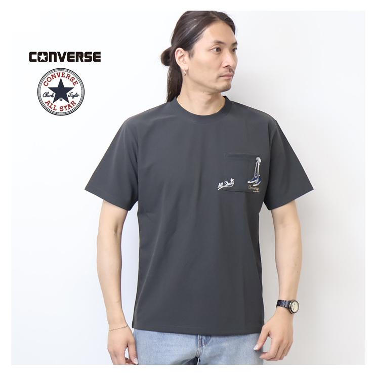 CONVERSE（コンバース） 胸ポケット またぎ刺繍 半袖Tシャツ 半T