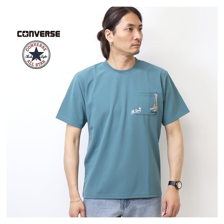 CONVERSE（コンバース） 胸ポケット またぎ刺繍 半袖Tシャツ 半T