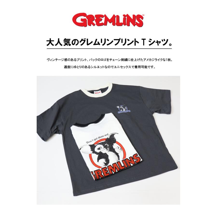 GREMLINES グレムリン ヴィンテージプリント 刺繍 半袖Tシャツ 半T