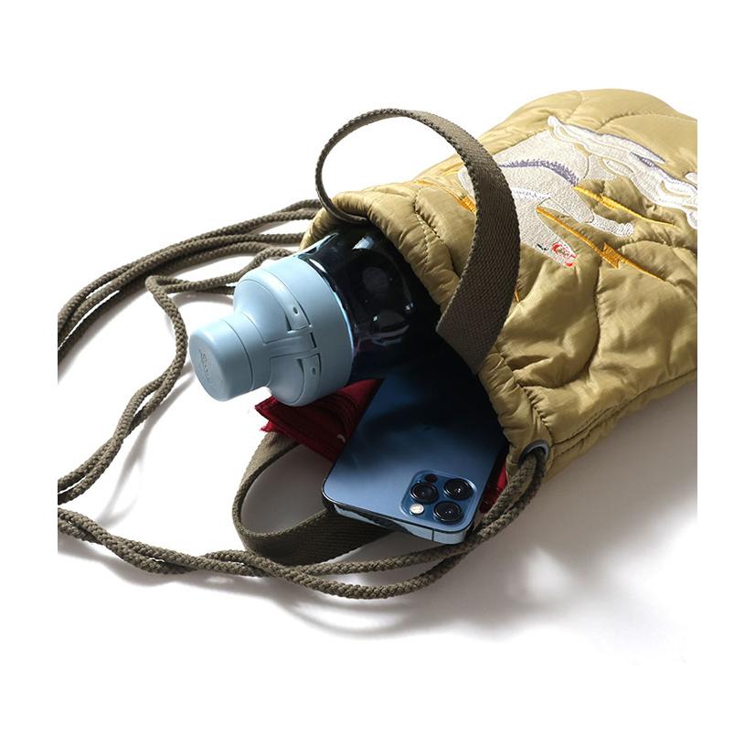 HOUSTON ヒューストン 刺繍キルティングエフェクトバッグ アラスカ 白くま 手提げポーチ 手提げ袋 ショルダーバッグ 巾着 小さめ メンズ 送料無料 6846 | HOUSTON | 10