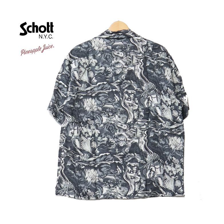 Schott ショット パイナップルジュース レーヨンシャツ WATER VALLEY アロハシャツ 開襟シャツ オープンカラーシャツ メンズ 半袖シャツ 送料無料 782-6123012の画像