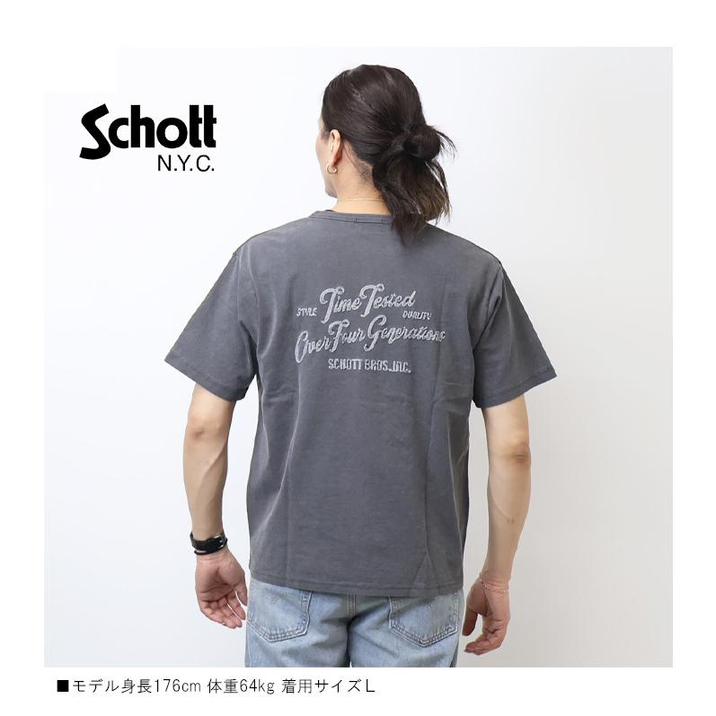 Schott N.Y.C（ショット） Schott 刺繍 ヘンリーネック Tシャツ 半袖T