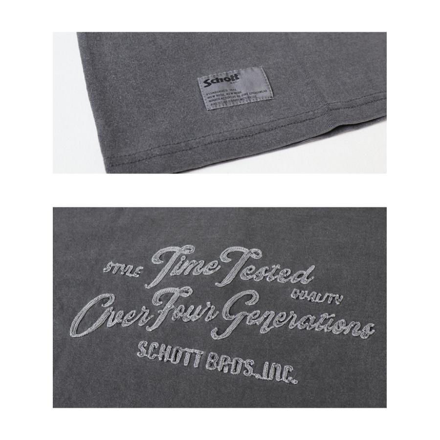 Schott N.Y.C（ショット） Schott 刺繍 ヘンリーネック Tシャツ 半袖T