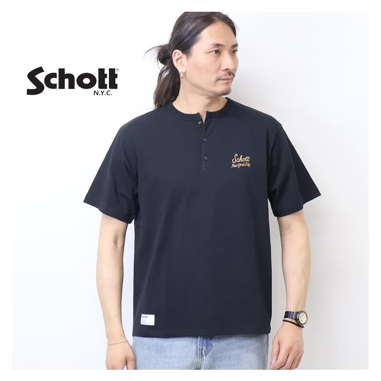 Schott N.Y.C（ショット） Schott ロープ ヘンリーネック 半袖Tシャツ