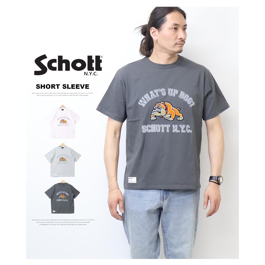 Schott N.Y.C（ショット） Schott ワッツアップ ドッグ 半袖Tシャツ 半