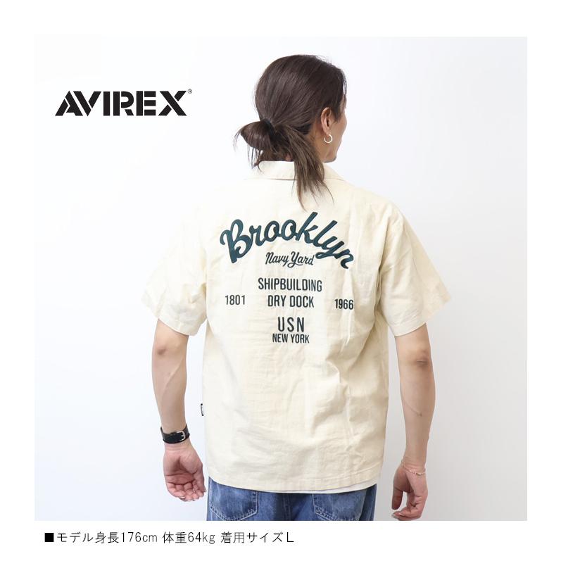 AVIREX（アヴィレックス） リネンコットン 半袖シャツ Brooklyn 刺繍