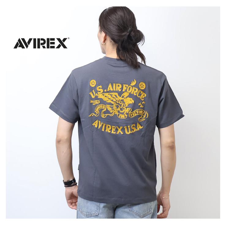 AVIREX（アヴィレックス） チェーンステッチ 刺繍 半袖Tシャツ メンズ