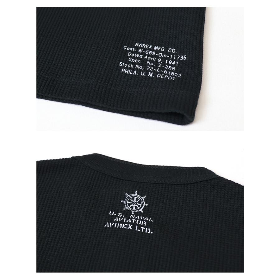AVIREX（アヴィレックス） ミニワッフル ヘンリーネック 半袖Tシャツ