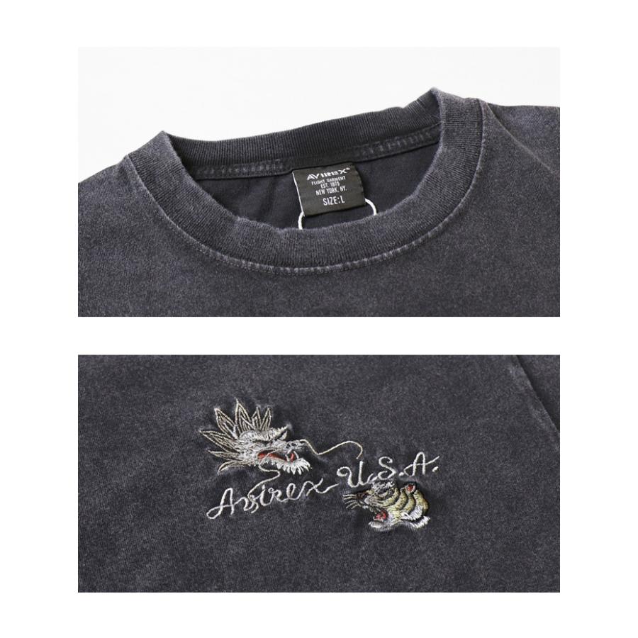 AVIREX（アヴィレックス） スーベニア刺繍 半袖Tシャツ TIGER & DRAGON