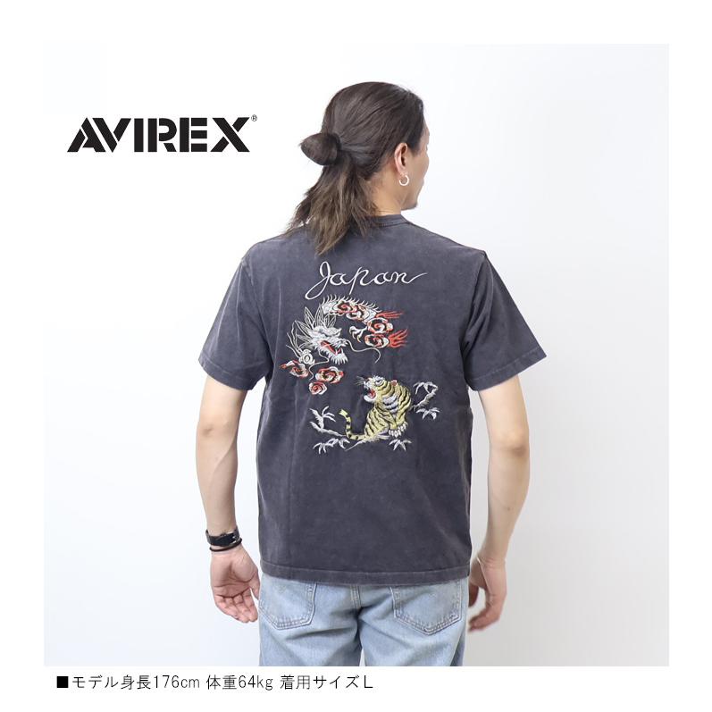 AVIREX（アヴィレックス） スーベニア刺繍 半袖Tシャツ TIGER & DRAGON