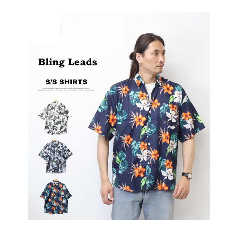 Bling Leads 半袖 総柄 アロハシャツ 半袖シャツ メンズ ABM22295